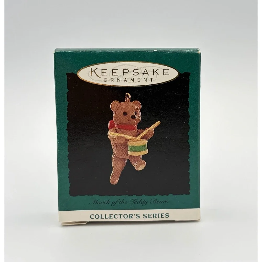 1994 Hallmark Keepsake Ornament March of the Teddy Bears 2 Drummer Miniature VTG